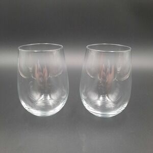 Set of 2 Clear Stemless Wine‎ Glass Tumblers 4.5"H x 2.75"D